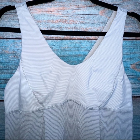 Lululemon Hustle & Bustle Tank Top 6 Grey Striped Drawcord Waist Cinch Athletic - Picture 3 of 15